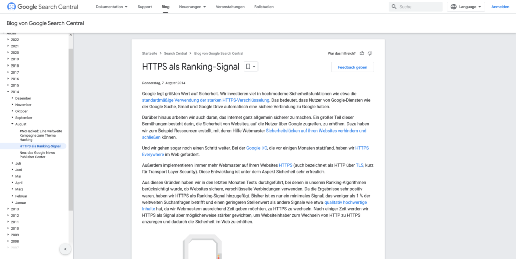 HTTPS als Ranking-Signal Blog von Google Search Central
