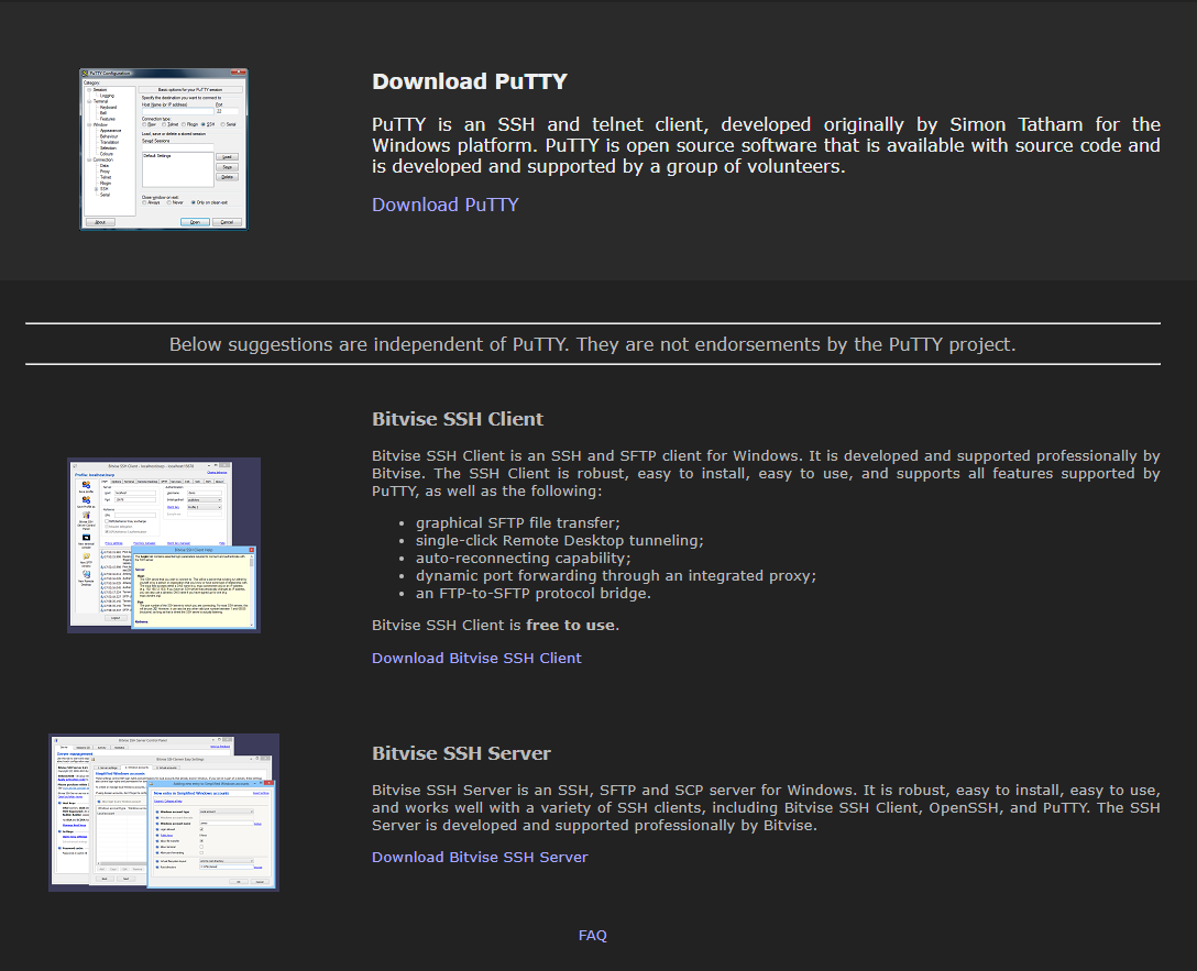 PuTTY SSH Client