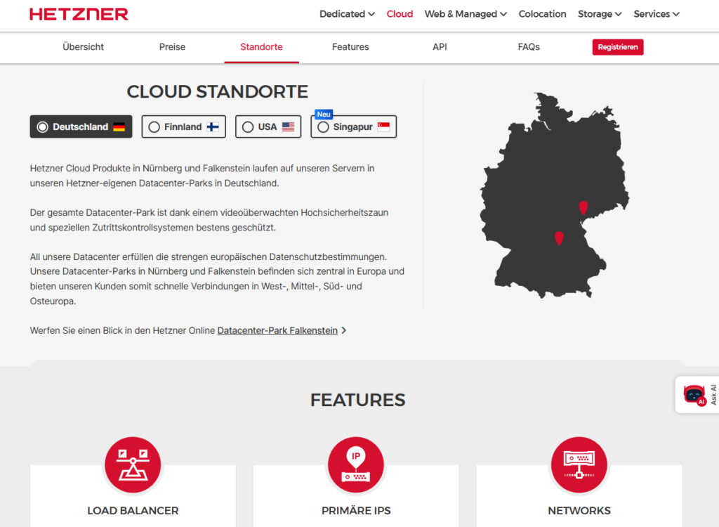 Hetzner-Cloud-Serverstandorte