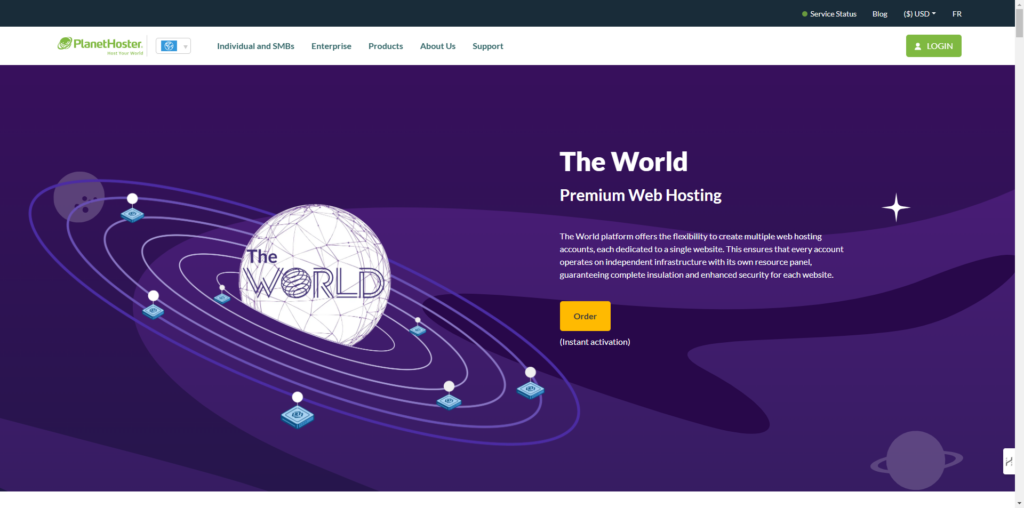 PlanetHoster Webseite Screenshot