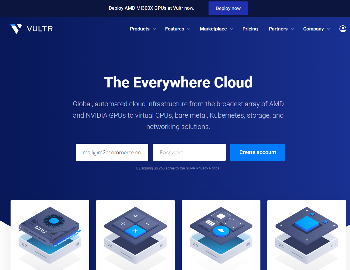 Vultr Webseite Screenshot Neu